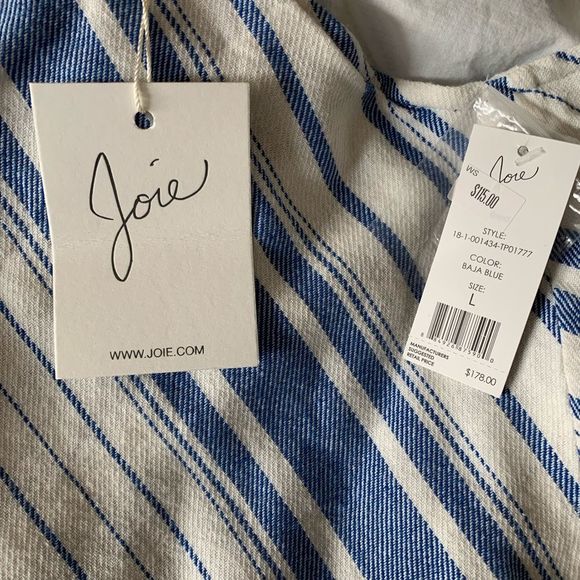 Joie Erma Tiered Cotton Sleeveless Top Blue White - Picture 3 of 6